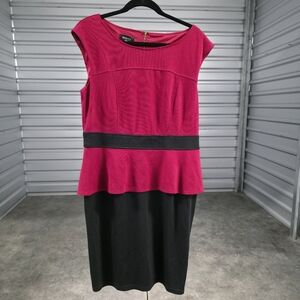 14 Spense Maroon Black Peplum Dress